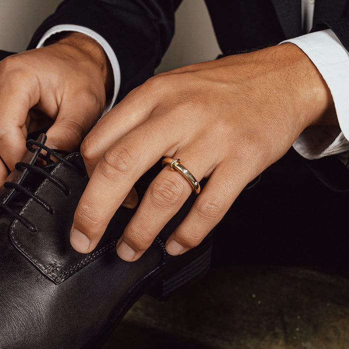 Stainless steel rhinestone plain ring