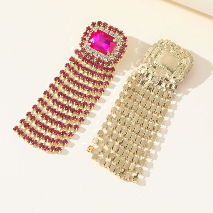 Vintage Zircon Hoop Earrings - Exaggerated Chain Dangles for a Modern Look