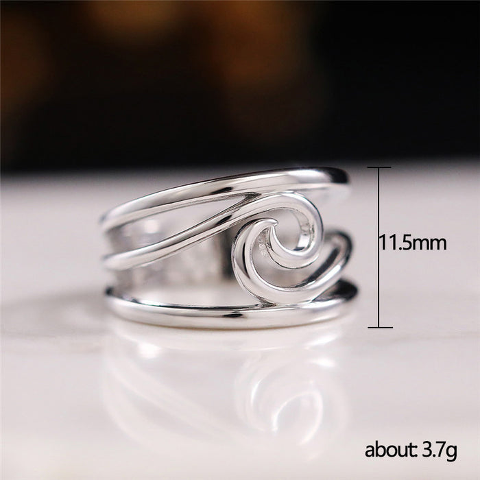 Simple geometric wave ring personality smooth index finger ring