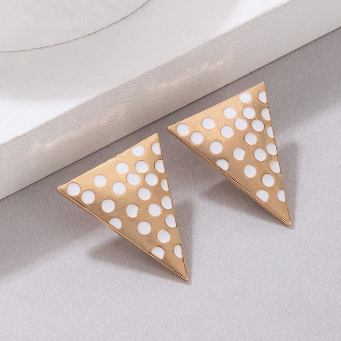 Exaggerated earrings white oil drip triangle earrings geometric polka dot earrings