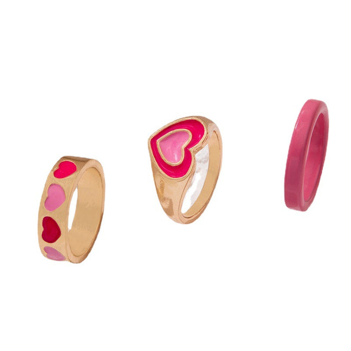 Niche design oil drop open stacking couple three-piece ring set