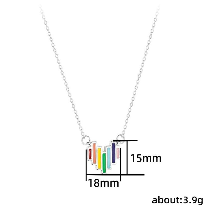 Colorful Rainbow Heart Women's Design Necklace