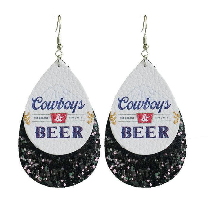 Party Leather Earrings with Beer, Wine, and Whiskey Themes