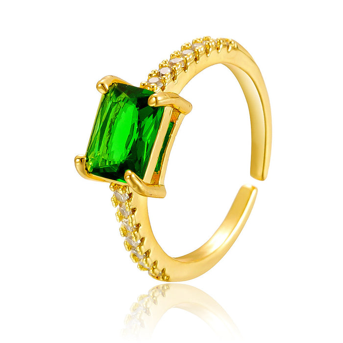 Wholesale emerald zircon diamond-set open rings