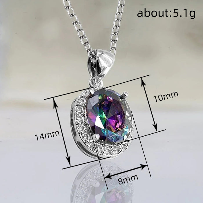 Oval pendant luxury colorful O-shaped necklace for women