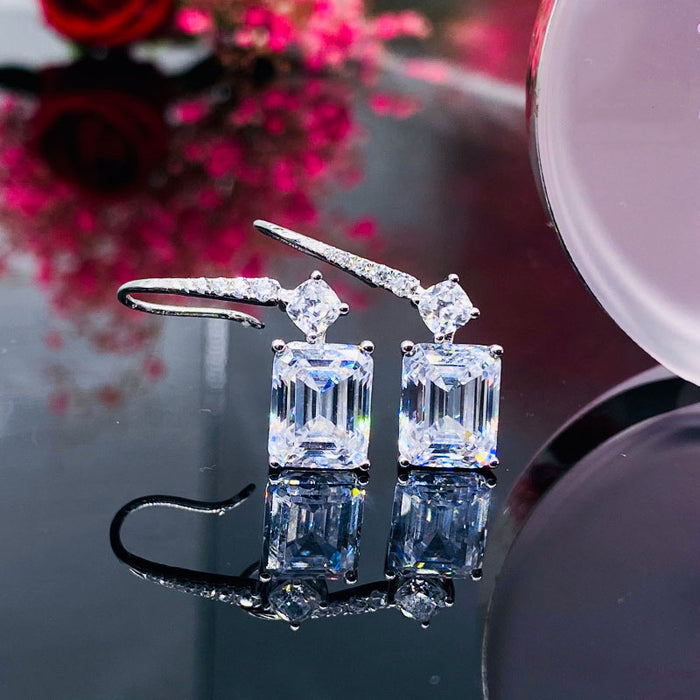 Square diamond pagoda earrings light luxury niche ladies earrings