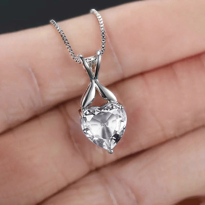 Heart Pendant Necklace Simple Floral Chain Necklace
