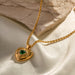 18K Gold-Plated Stainless Steel Zircon Necklace - Vintage Heart Pendant Titanium Steel Jewelry for Women - wallojewerly 