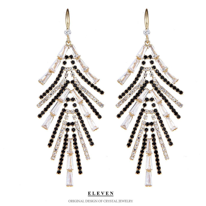 Four-leaf clover Tassel Rhinestone Chain Earrings