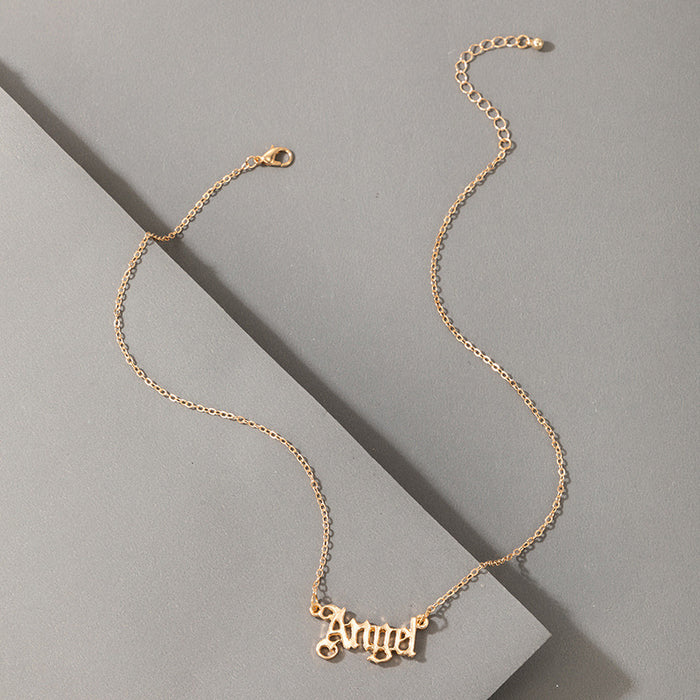 Angel Letter Pendant Necklace - Minimalist Fashion Jewelry with Simple Design