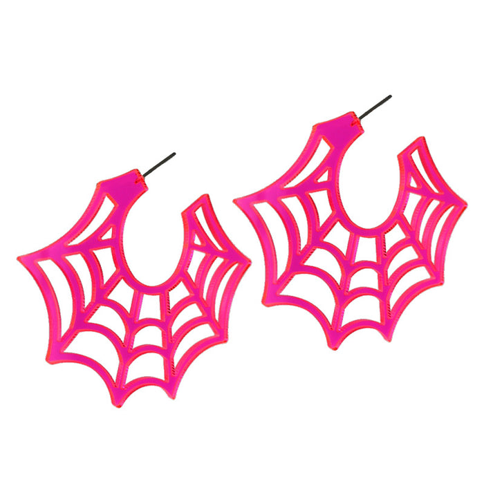 Halloween Spider Web Earrings with Punk and Fluorescent Colors