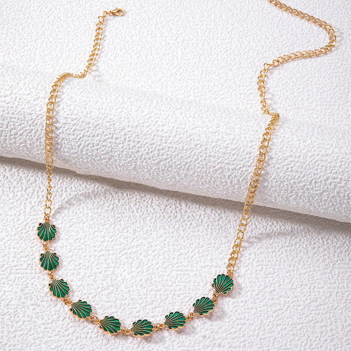 Green oil drip scallop beach style creative waist chain