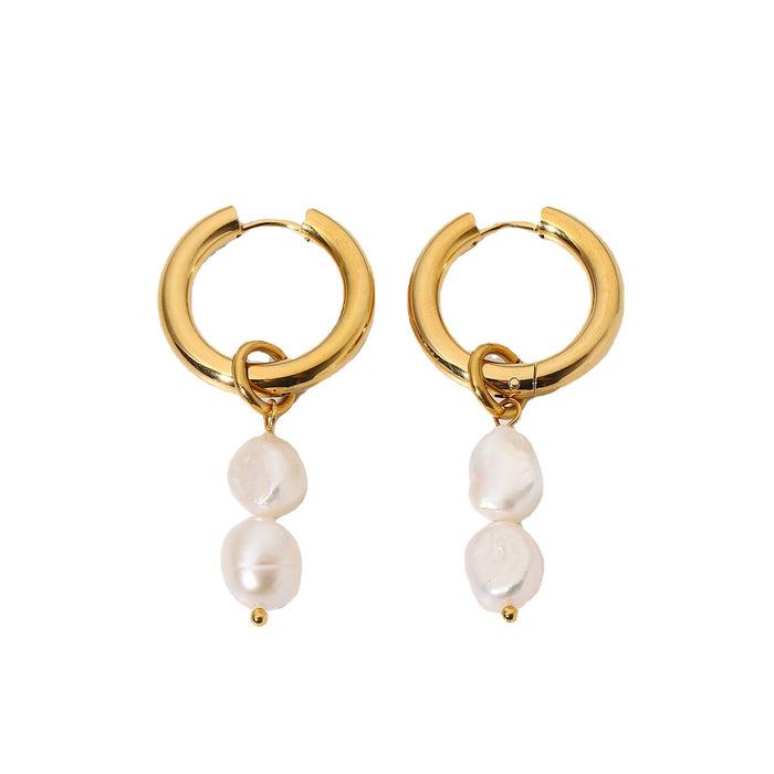 18K Gold Plated Stainless Steel Earrings - Double Layer Gold Plated Hoops