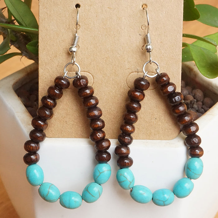 Wooden beaded earrings