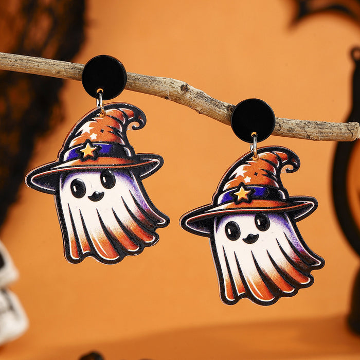 Wholesale Halloween Cartoon Stud Earrings Set - Spooky Pumpkin, Ghost & Bat Alloy Earring Multipack for Women