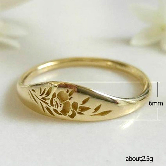 Simple electroplated patterned copper ring for women holiday gift