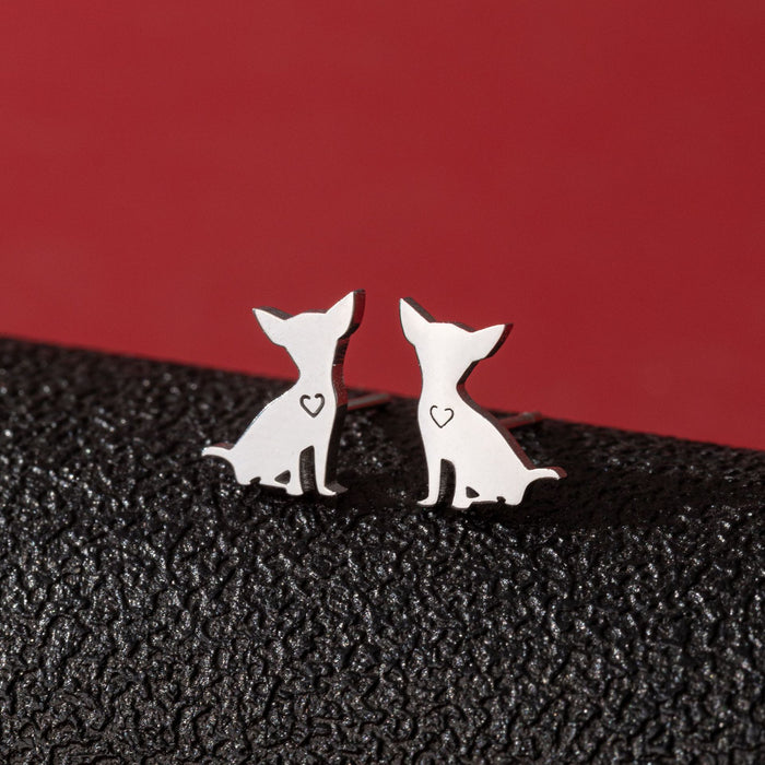 Dog Zodiac Stainless Steel Stud Earrings - Adorable and Playful Animal Jewelry