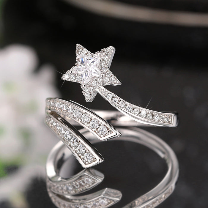 Pentagram cut double wrapped engagement ring
