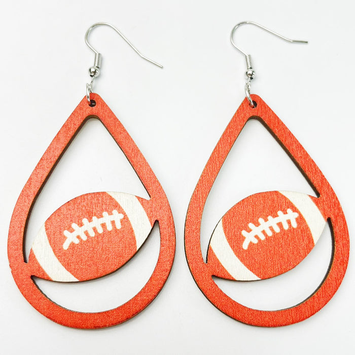 Wooden Rugby Earrings