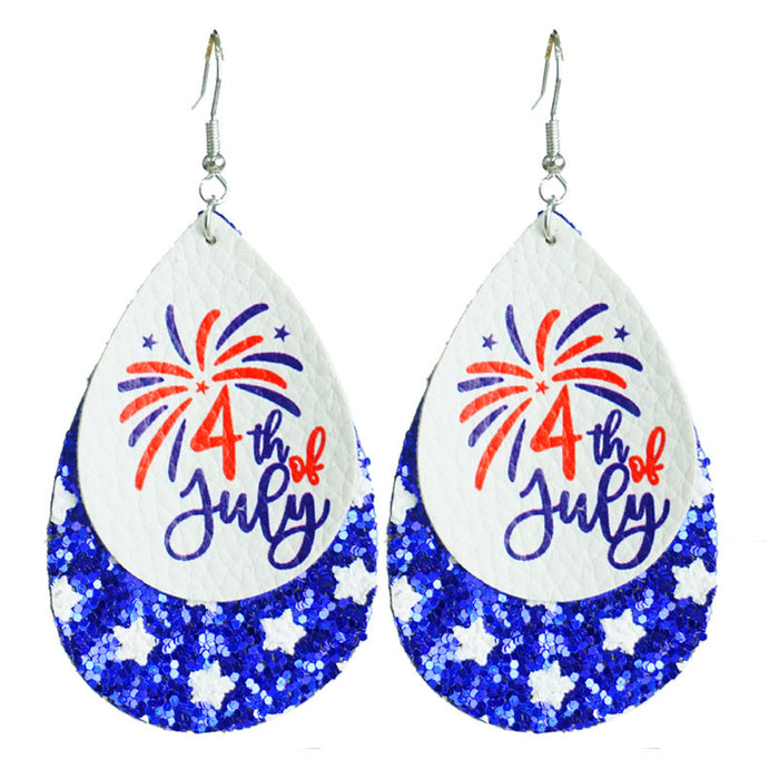 Independence Day Teardrop Earrings with American Flag Design