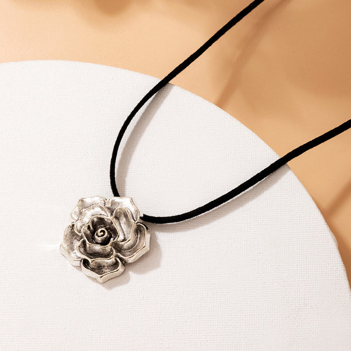 Rose Pendant Necklace with 3D Flower Design for Amazon