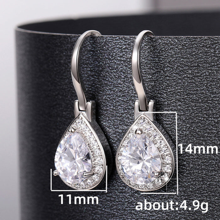 Temperament crystal water drop earrings for women all-match light luxury evening earrings