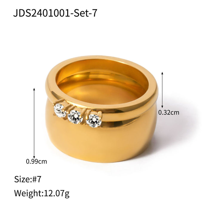 Textured 18K Gold Plated Stainless Steel Ring - High-End Fashion