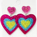 Fluorescent contrast acrylic heart earrings - wallojewerly 