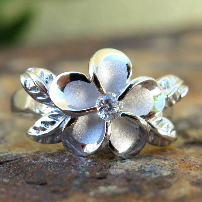 Anillo de flores con circonitas retro francesas para mujer, anillo con personalidad que combina con todo