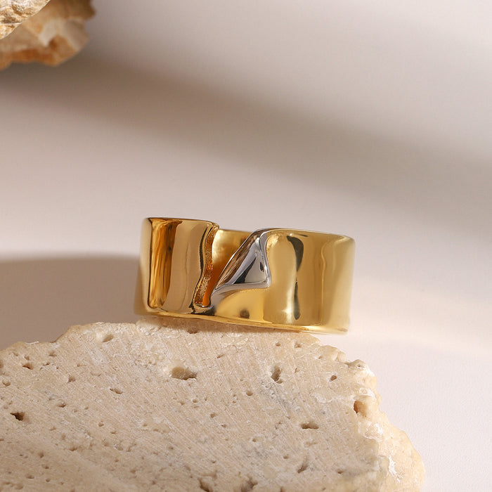 Stainless steel metal color-block ring