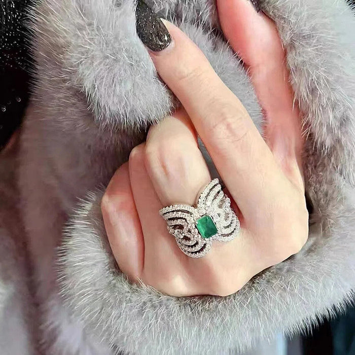 High-grade light luxury ring hollow design index finger ring ladies temperament ring