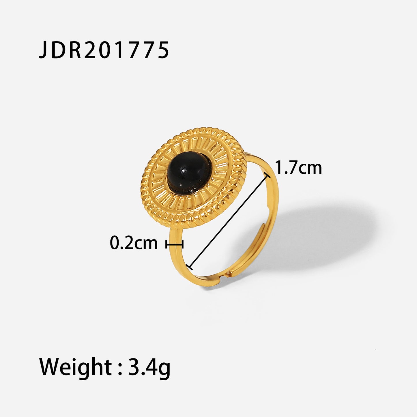 18K Gold Stainless Steel Round Zircon Ring with Weave Design