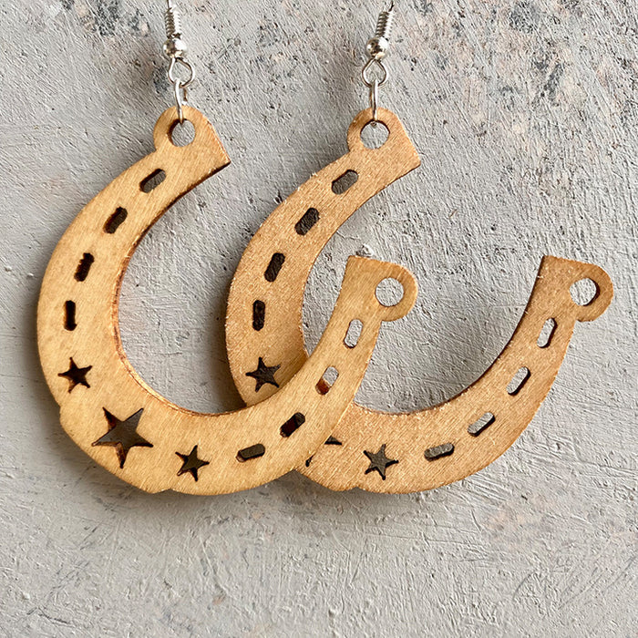 Wooden horseshoe earrings