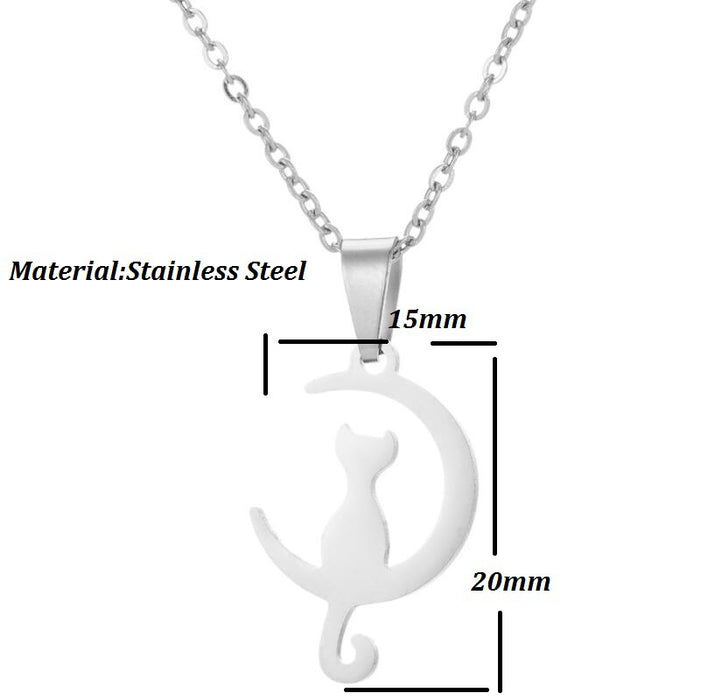 Kitten pet necklace, simple stainless steel animal clavicle chain ins niche design jewelry