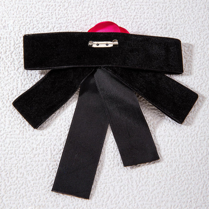 Rose flower pin vintage velvet bow tie brooch jewelry