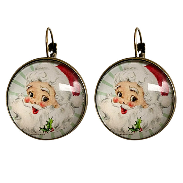 Christmas Snowman, Snowflake, and Santa Stud Earrings with Vintage Style