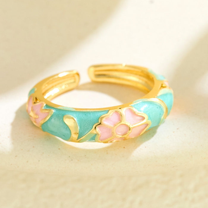 Wholesale copper dripping flower open rings