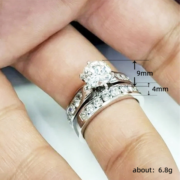 Anillos de pareja de circonitas europeas y americanas, anillos de boda para mujer de gran venta