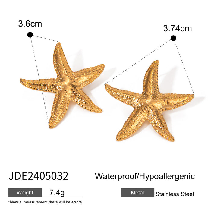 Stainless steel starfish gold earrings high-end earrings