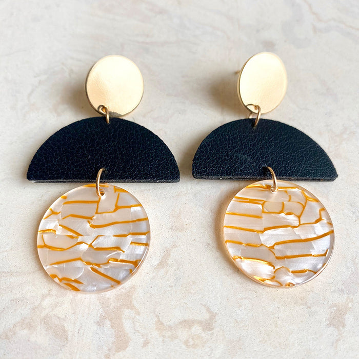 Printed acrylic splicing earrings