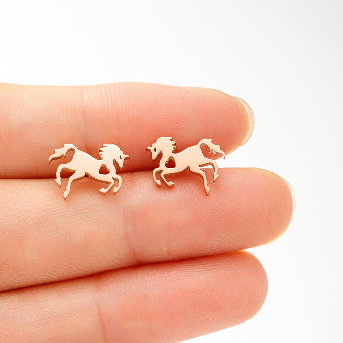 Horse Head Stainless Steel Stud Earrings - Unique and Stylish Animal Jewelry