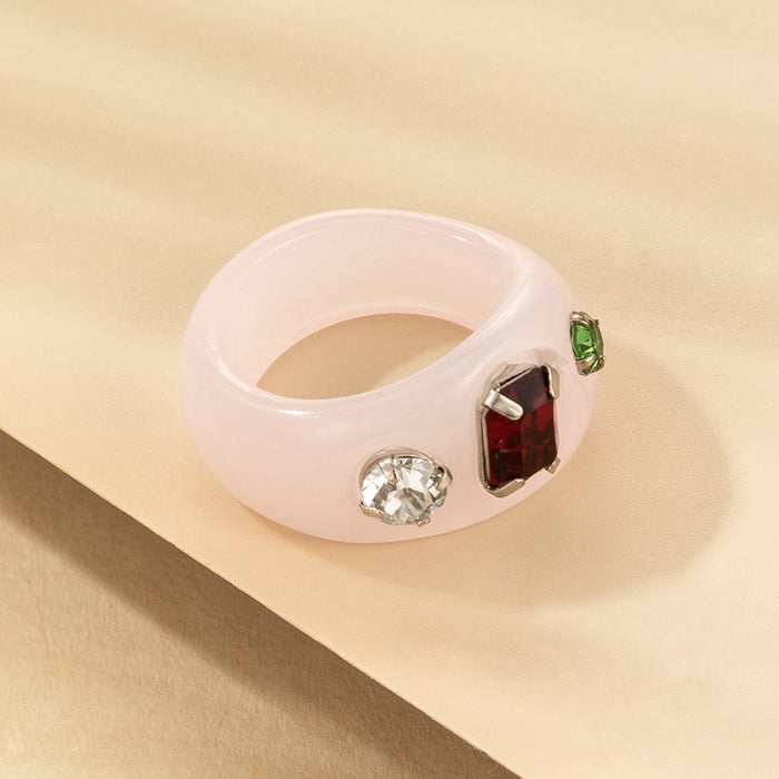 Transparent acrylic resin ring, retro ins style diamond design