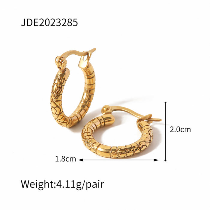 Pendientes de aro pequeños vintage de tendencia: pendientes redondos de acero inoxidable antialérgicos de acero de titanio para mujer
