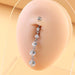 Copper Zircon Curved Barbells for Navel - wallojewerly 