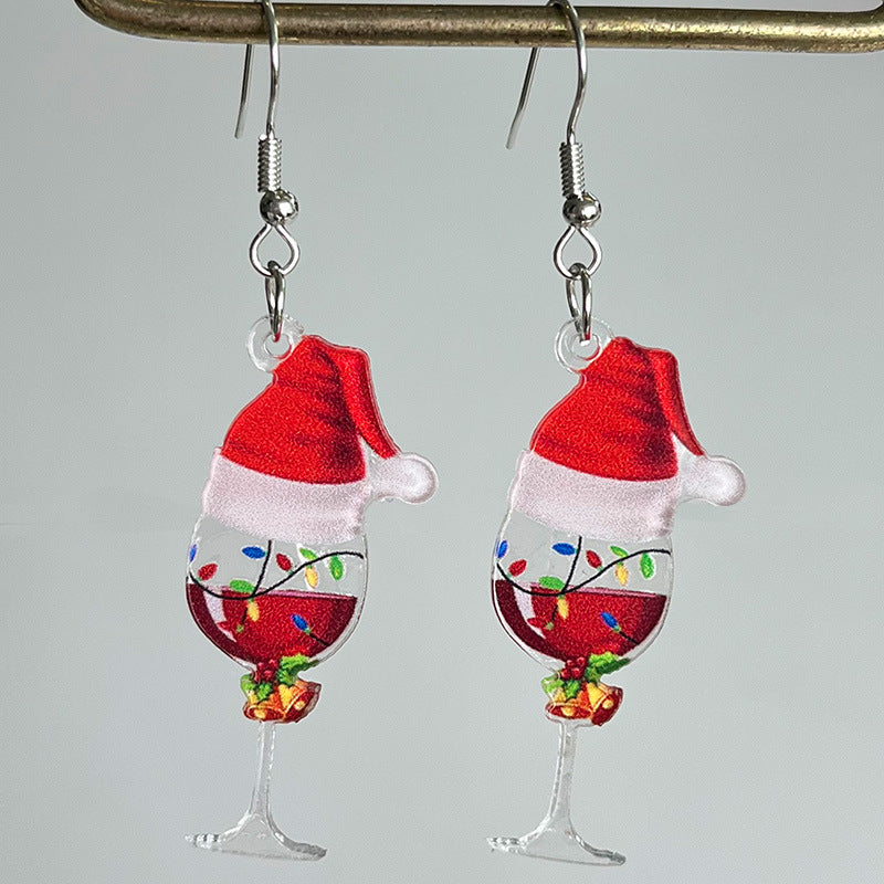 Red acrylic Christmas earrings - wallojewerly 