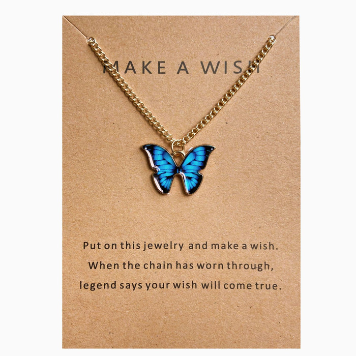 Bohemian style alloy colorful butterfly necklace - wallojewerly 