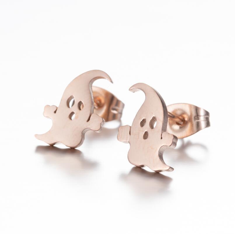 Ghost Stainless Steel Stud Earrings - Cute and Spooky Halloween Party Jewelry