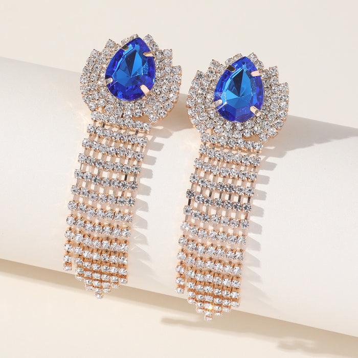 Vintage Rhinestone Drop Earrings - Exaggerated Dangles for Brides and Gowns