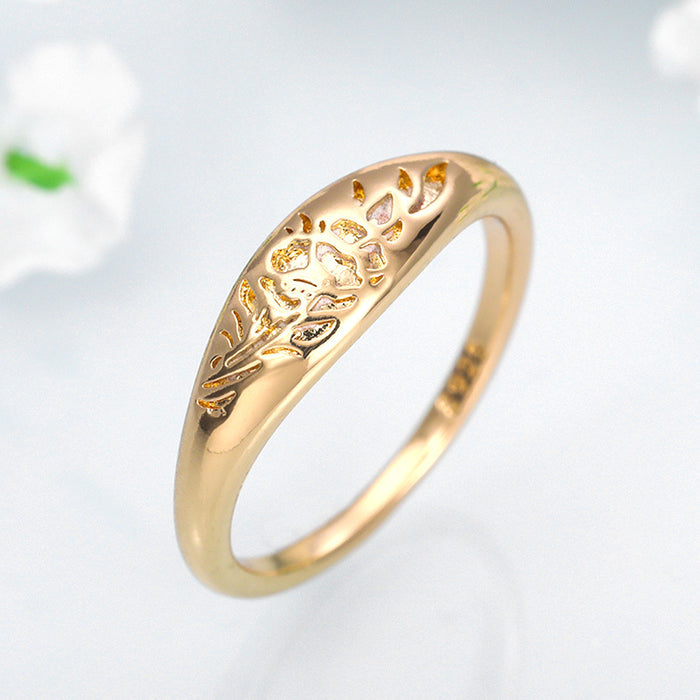 Simple electroplated patterned copper ring for women holiday gift