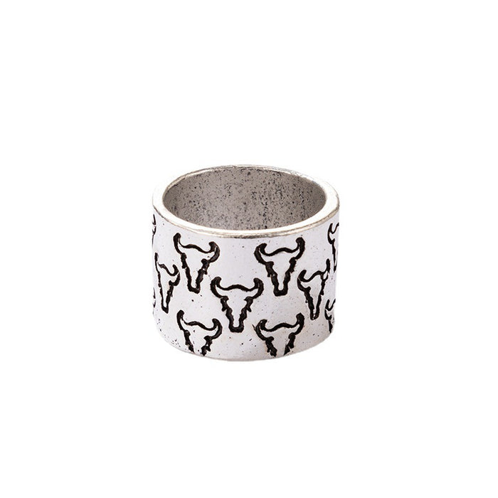 Totem letter cactus hip hop ring